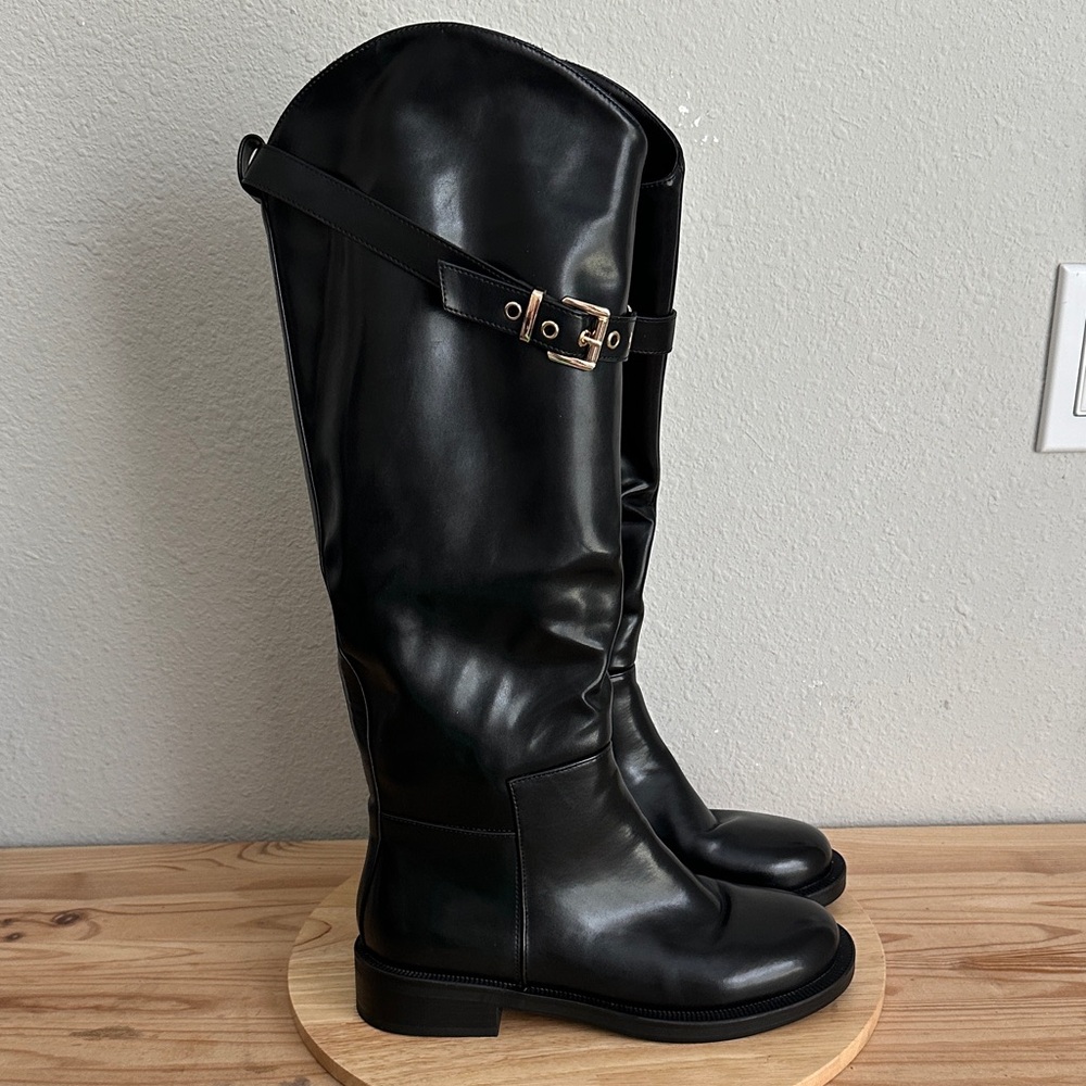 Torgeis Womens Antonella Block Heel Riding Boots